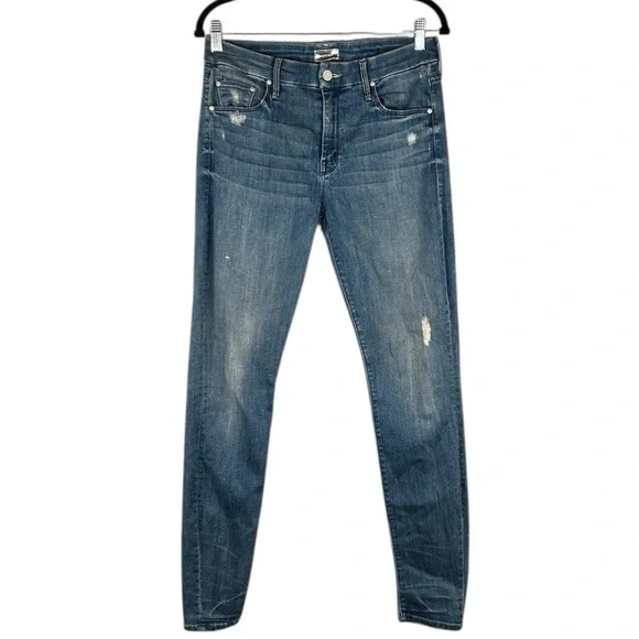 Mother The Looker in Graffiti Girl Classic Denim Distressed Skinny Jeans Size 29 - Picture 1 of 10